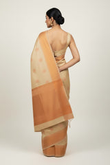 Cream sandel semi kanchi silk saree
