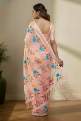 Baby pink jamdhani saree