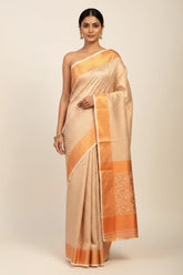 Cream sandel semi kanchi saree