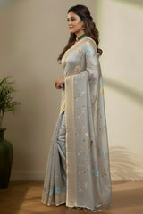 Grey Jamdhani saree
