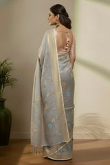 Grey Jamdhani saree