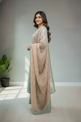 Tusser silk soft pastel greyish-blue shade kurti material