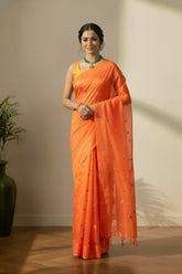 Orange jamdhani saree