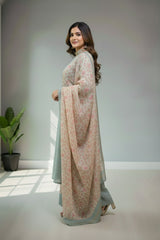 Tusser silk soft pastel greyish-blue shade kurti material