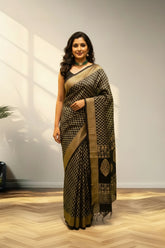 Black heavy butta banarasi silk saree