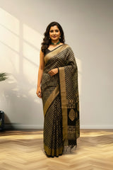 Black heavy butta banarasi silk saree