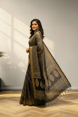 Black heavy butta banarasi silk saree