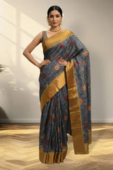 Blue Tusser Saree