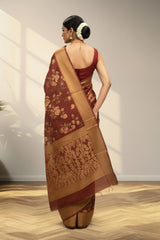 Rust brown tusser Saree