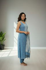 Blue cotton kurti material