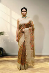 Brown banarasi silk saree