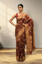 Rust brown tusser Saree