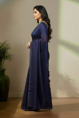 Deep purple organza saree