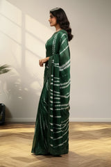 Green crape saree