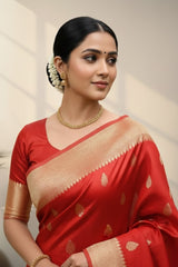 Dark Red Banarasi saree