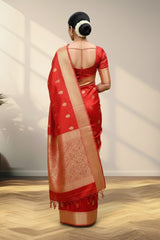 Dark Red Banarasi saree