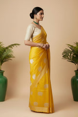 Yellow organza saree