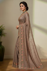 Dusky brown Tusser saree