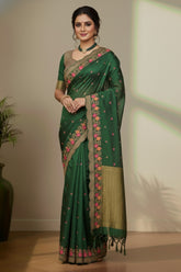 Green tusser saree
