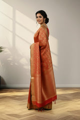 Red brocade Banarasi saree