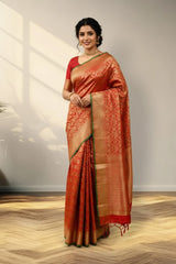 Red brocade Banarasi saree