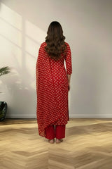 Boat neck cotton kurti set , with butta bandini work