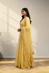 Pastel yellow anarkali