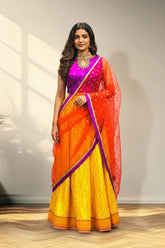 Key hole Front neck patten lehenga with knitted duppata