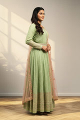 Mirror work with oval neck Long gown