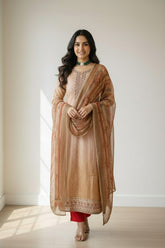 Cotton strips and geometric shape motifs kurti material