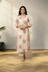 Applic work cotton kurti set