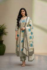 White cotton kurti dress material