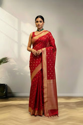 Red banarasi silk saree