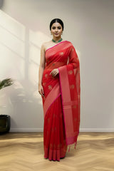 Red Organza Saree
