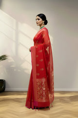 Red Organza Saree