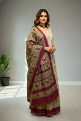 Cream cotton with cow and floral print