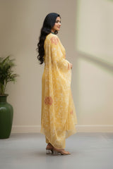 Yellow organza kurti material