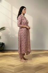 linen Floral motifs print kurti set