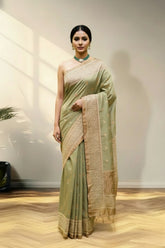 Sage green banarasi silk