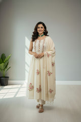 Cream Kota Cotton kurti material