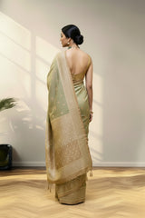 Sage green banarasi silk