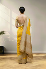 yellow banarasi saree