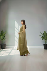 Green Tusser cotton kurti material