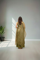 Green Tusser cotton kurti material