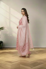 Round cotton red kurti set