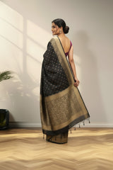 Black golden butta banarasi saree