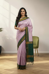 Pink & green border kanchi digital print