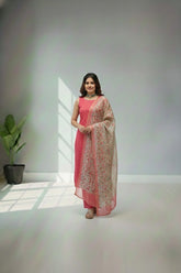 Pink Chanderi silk kurti material