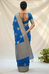 Blue pure kanchi saree