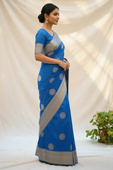 Blue pure kanchi saree